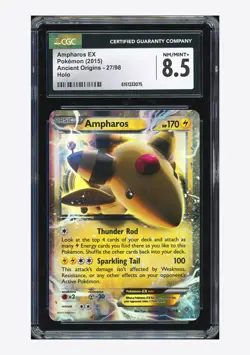 Pokemon CGC 8.5 Ampharos EX Ultra Rare 2015 27/98 Ancient Origins English - Image 1