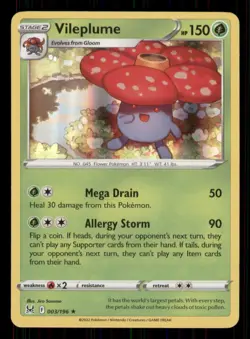 Vileplume SWSH11: Lost Origin #003/196 Holo Rare Pokemon LP - Image 1