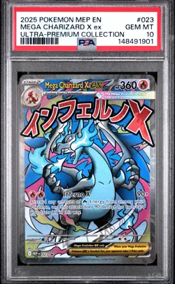 148491901 Mega Charizard X ex 2025 Pokemon MEP Ultra Premium Promo #023 PSA 10 - Image 1