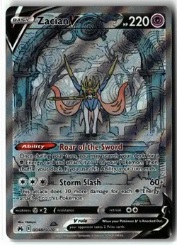 Zacian V ⭐ GG48/GG70 Holo V Rare Crown Zenith Galarian Gallery 2023 Pokemon NM - Image 1