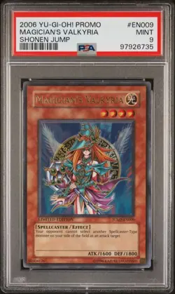 Yugioh PSA 9 MINT Magician's Valkyria JUMP-EN009 Ultra Rare Promo - Image 1