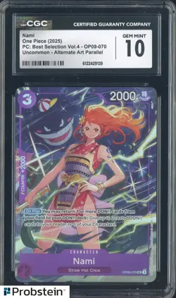 2025 One Piece PC Best Selection Vol.4 OP09-070 Nami Alternate Art CGC 10 - Image 1