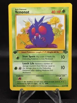 1st Edition Venonat 63/64 Jungle Non Holo WotC 1999 Vintage Pokemon TCG LP - Image 1
