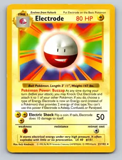Electrode Unlimited Rare Base Set (Shadowless) 021/102 NM Pokemon - Image 1