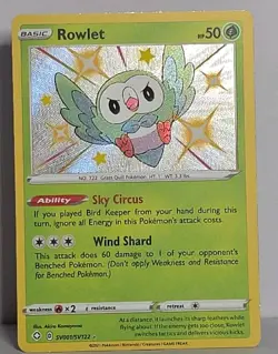 Rowlet Shining Fates SV001/SV122 Shiny Vault Holo Rare Pokemon TCG LP-NM - Image 1