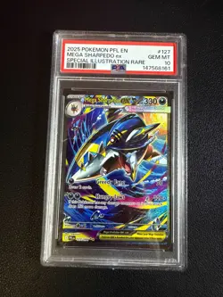 2025 POKEMON PFL EN-PHANTASMAL FLAMES #127 MEGA SHARPEDO EX PSA 10 - Image 1
