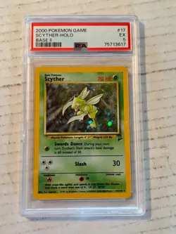 2000 Pokemon Game Scyther Holo Base II #17 PSA 5 - Image 1