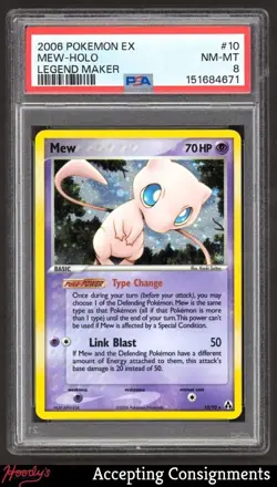 2006 Pokemon EX Legend Maker #10 Mew HOLO R PSA 8 NM-MT - Image 1