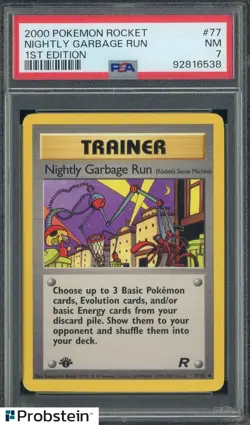 2000 Pokemon Rocket 1st Edition #77 Nightly Garbage Run PSA 7 NM - Image 1