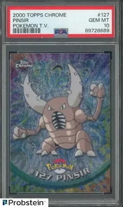 2000 Topps Chrome Pokemon TV #127 Pinsir PSA 10 GEM MINT - Image 1