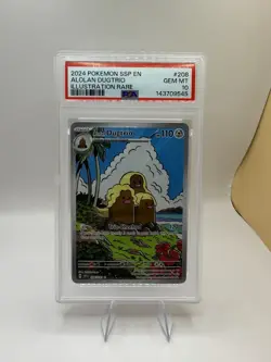 Pokemon TCG Alolan Dugtrio 208/191 Surging Sparks Illustration Rare Holo PSA 10 - Image 1