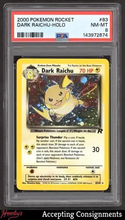 2000 Pokemon Team Rocket Unlimited #83 Dark Raichu HOLO R PSA 8 NM-MT - Image 1