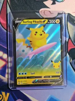 Pokemon Surfing Pikachu V Ultra Rare Full Art Holo 008/025 Celebrations TCG NM - Image 5