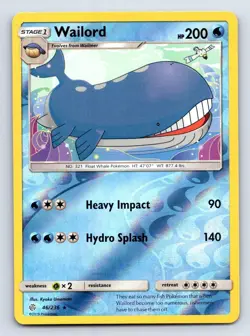 Wailord 46/236 Rare Cosmic Eclipse Pokemon Reverse Holo Near Mint - Image 1