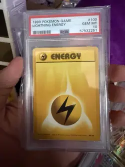 1999 POKEMON BASE SET UNLIMITED #100 LIGHTNING ENERGY PSA 10 - Image 1