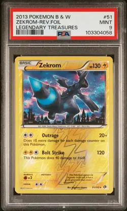 2013 POKEMON B&W LEGEND TREASURES #51 ZEKROM-REVERSE FOIL PSA 9 - Image 1