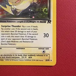Pokemon Vintage Holo Secret-rare Dark Raichu 83/82 Team Rocket Wotc 2000 - Image 4