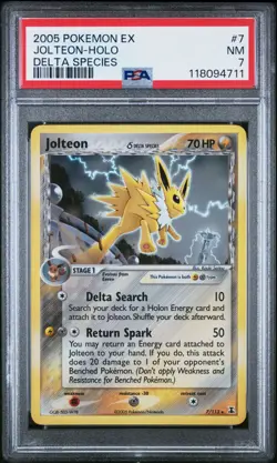 2005 POKEMON EX DELTA SPECIES JOLTEON #7/113 RARE HOLO FOIL PSA 7 P1 - Image 1