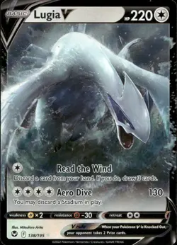 Lugia V 138/195 Holo V Rare Silver Tempest Pokemon Lightly Played - Image 1