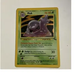 Pokemon Muk Holo Rare Card Fossil 13/62 Unlimited English Wotc 1999 - Image 1