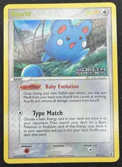 Pokemon Card Ex Delta Species Azurill 20/113 2005 Reverse Stamped Holo LP - Image 1