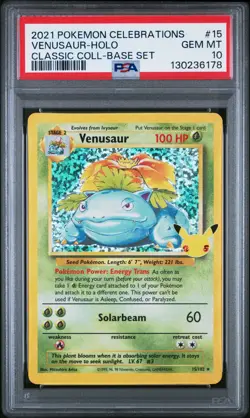 PSA 10 Venusaur #15 2021 Pokemon Celebrations Holo GEM MINT WOTC Base Art - Image 1
