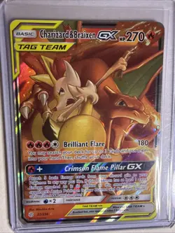 Pokemon TCG Charizard & Braixen GX Holo Ultra Rare Cosmic Eclipse 22/236 - Image 1
