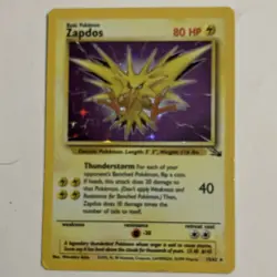 Pokemon Zapdos Holo Rare Card Fossil 15/62 Unlimited English Wotc 1999 - Image 1