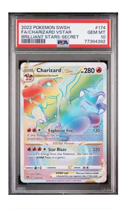 2022 POKEMON SWORD & SHIELD BRILLIANT STARS #174 FA/CHARIZARD VSTAR PSA 10 - Image 1