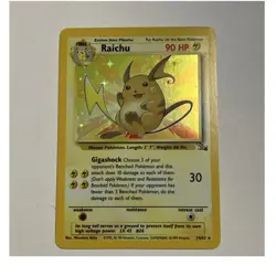 Pokemon Raichu Holo Rare Card Fossil 14/62 Unlimited English WotC 1999 - Image 1
