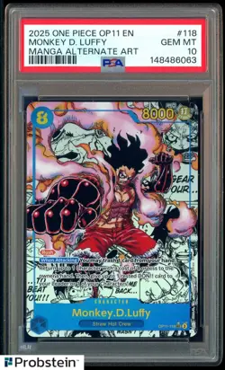 2025 One Piece OP11 EN Manga Alternate Art #118 Monkey D Luffy PSA 10 GEM MINT - Image 1