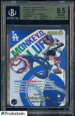 2025 ONE PIECE PROMOS DODGERS X ONE PIECE NIGHT #010 MONKEY D. LUFFY BGS 9.5 - Image 1