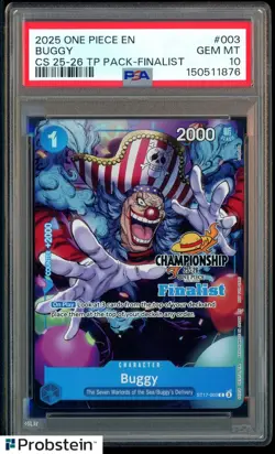 2025 One Piece EN CS 25-26 TP Pack #003 Buggy Finalist PSA 10 GEM MINT - Image 1