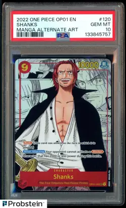 2022 One Piece OP01 EN Manga Alternate Art #120 Shanks PSA 10 GEM MINT - Image 1