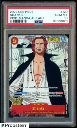 2022 One Piece OP01 EN Manga Alternate Art #120 Shanks PSA 10 GEM MINT - Image 1