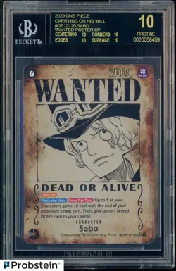2025 One Piece Carrying/His Will OP13120 Sabo Wanted Poster BGS 10 BLACK LABEL - Image 1