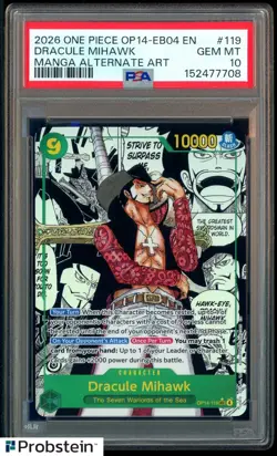 2026 One Piece OP14-EB04 EN Manga Alternate Art #119 Dracule Mihawk PSA 10 - Image 1