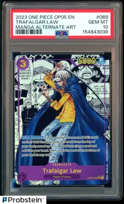 2023 One Piece OP05 EN Manga Alternate Art #069 Trafalgar Law PSA 10 GEM MINT - Image 1