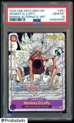 2025 One Piece EB02 En Manga Alternate Art #061 Monkey D. Luffy PSA 10 GEM MINT - Image 1