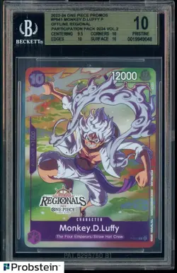 2022-24 One Piece Promos P041 Monkey D. Luffy Offline Regional Participtn BGS 10 - Image 1