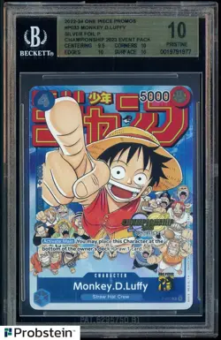 2022-24 One Piece Promos P033 Monkey D. Luffy Silver Foil Championship BGS 10 - Image 1