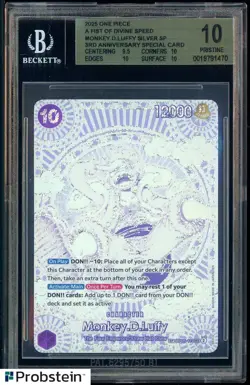 2025 ONE PIECE EN MONKEY D LUFFY 3RD ANNIVERSARY SILVER OP05-119 BGS 10 PRISTINE - Image 1
