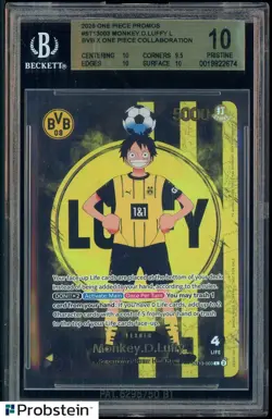 2025 ONE PIECE PROMOS BVB X ONE PIECE MATCH DAY MONKEY D LUFFY BGS 10 PRISTINE - Image 1
