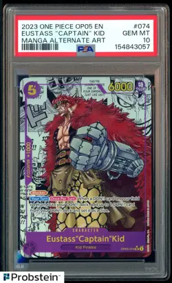 2023 One Piece EN OP05 Eustass "Captain" Kid Manga Alternate Art #074 PSA 10 - Image 1