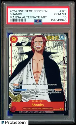 2024 One Piece PRB01 EN Manga Alternate Art #120 Shanks PSA 10 GEM MINT - Image 1