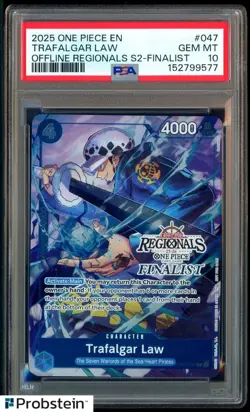 2025 ONE PIECE OFFLINE REGIONALS FINALIST OP07-047 TRAFALGAR LAW PROMO PSA 10 - Image 1
