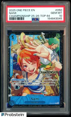 2025 One Piece Championship 25-26 Nami Top 64 Prize #OP09-050 PSA 10 GEM MINT - Image 1