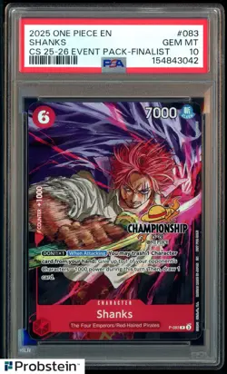 2025 One Piece EN CS 25-26 Event Pack Finalist #083 Shanks PSA 10 GEM MINT - Image 1