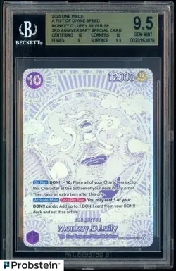 2025 ONE PIECE OP11 MONKEY D LUFFY 3RD ANNIVERSARY SILVER OP05-119 BGS 9.5 - Image 1