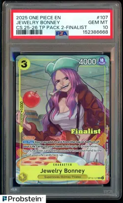 2025 One Piece En Championship 25-26 TP 2 Finalist 107 Jewelry Bonney PSA 10 - Image 1